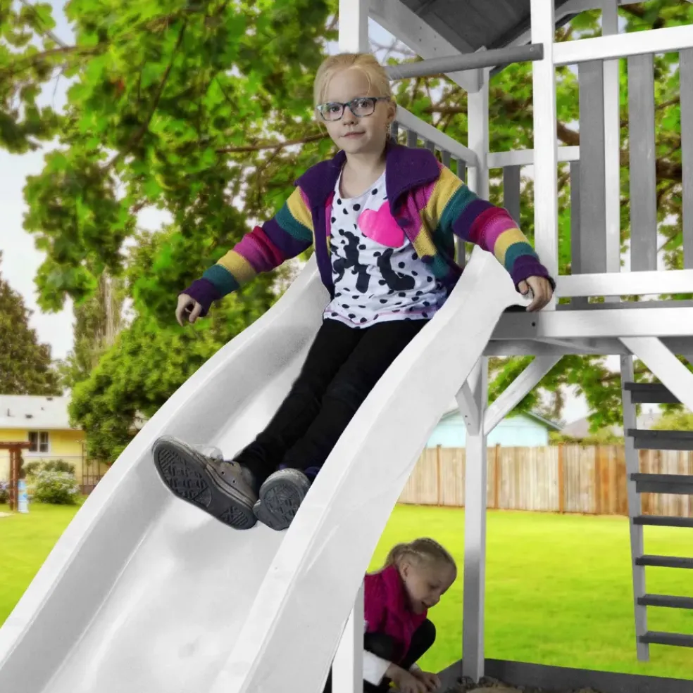 Aire de jeu Beach Tower Axi avec 1 balançoire Nid ovale et toboggan bleu