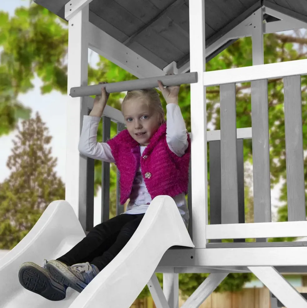 Aire de jeu Beach Tower Axi avec 1 balançoire Nid ovale et toboggan bleu
