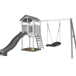 Aire de jeu Beach Tower Axi avec 1 balançoire Nid ovale et toboggan bleu