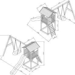 Aire de jeu Beach Tower Axi avec 1 balançoire Nid ovale et toboggan bleu