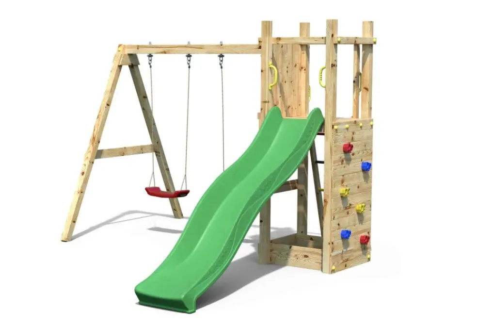 Aire de jeux avec bac à sable et 2 balançoires en bois Funny3 Fungoo
