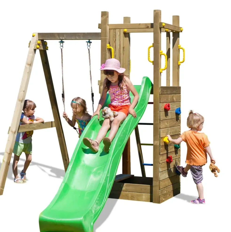 Aire de jeux avec bac à sable et 1 balançoire en bois Funny3 de Fungoo