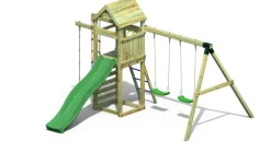 Aire de jeux avec échelle à corde et 2 balançoires Gaia de chez Fungoo