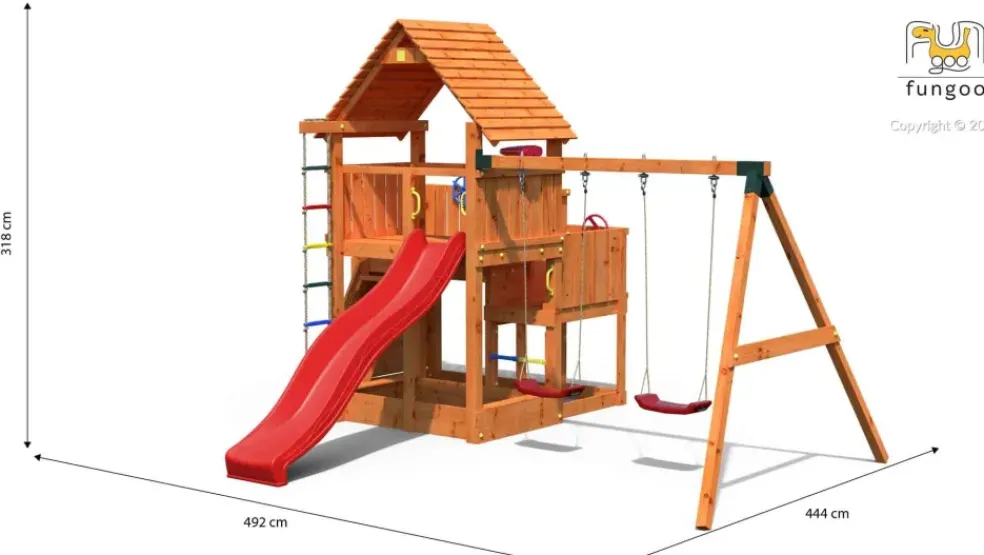 Aire de jeux Big Leader Move avec toboggan et 2 balançoires de Fungoo