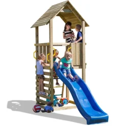 Aire de jeux Carol1 avec toboggan bleu et mur d'escalade de Fungoo