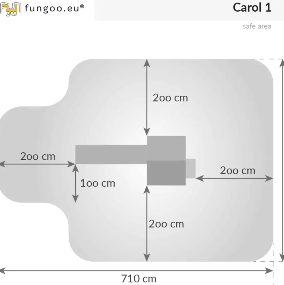 Aire de jeux Carol1 avec toboggan bleu et mur d'escalade de Fungoo