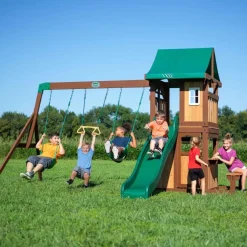 Aire de jeux en bois avec balançoires et toboggan Lakewoodde Backyard