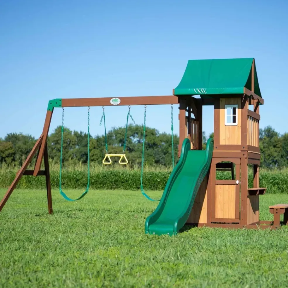 Aire de jeux en bois avec balançoires et toboggan Lakewoodde Backyard