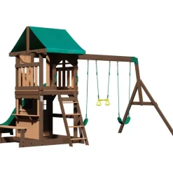 Aire de jeux en bois avec balançoires et toboggan Lakewoodde Backyard