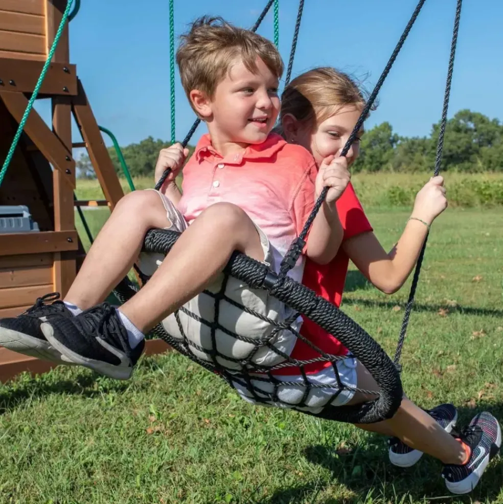Aire de jeux en bois avec toboggan droit et tubulaire Cedar Cove Backyard