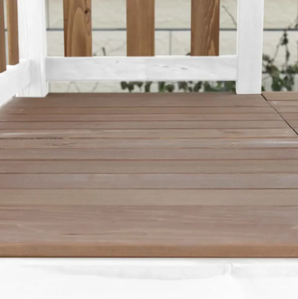 Aire de jeux en bois blanc/marron avec 2 balançoires et toboggan gris Beach Tower Axi