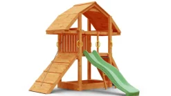 Aire de jeux en bois Buffalo avec mur d'escalade et toboggan de Fungoo