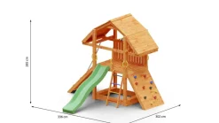 Aire de jeux en bois Buffalo avec mur d'escalade et toboggan de Fungoo