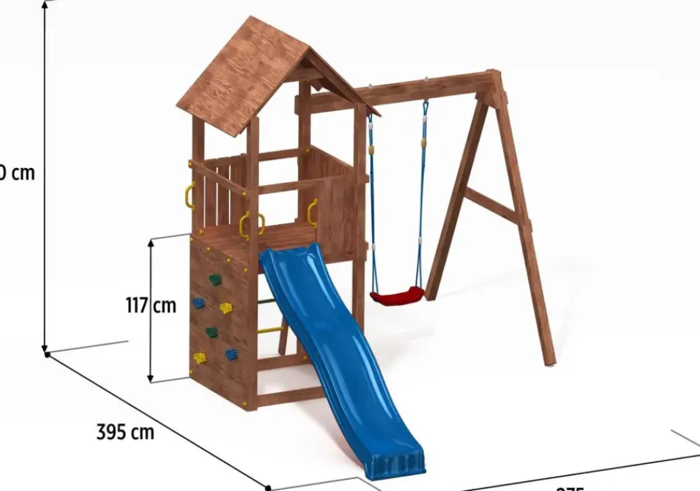 Aire de jeux en bois Carol1 avec toboggan et 1 balançoire de Fungoo