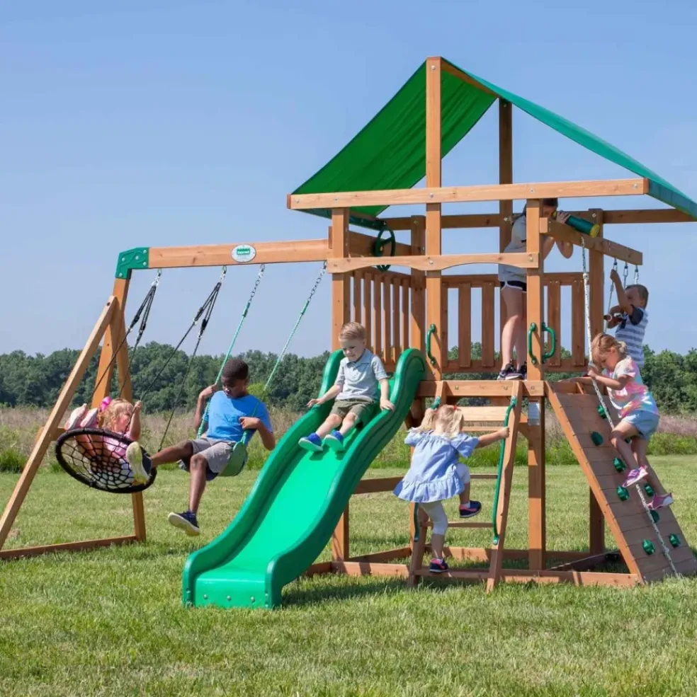 Aire de jeux en bois de cèdre pour 9 enfants Grayson Peak de Backyard