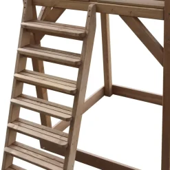 Aire de jeux en bois marron avec 2 balançoires et toboggan bleu Beach Tower Axi