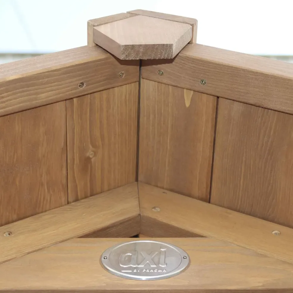 Aire de jeux en bois marron avec 2 balançoires et toboggan bleu Beach Tower Axi