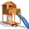 Aire de jeux en bois Myhouse avec toboggan et maison de chez Fungoo