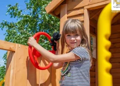Aire de jeux en bois Myhouse avec toboggan et maison de chez Fungoo