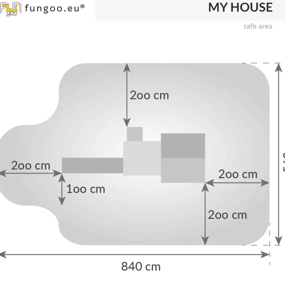 Aire de jeux en bois Myhouse avec toboggan et maison de chez Fungoo