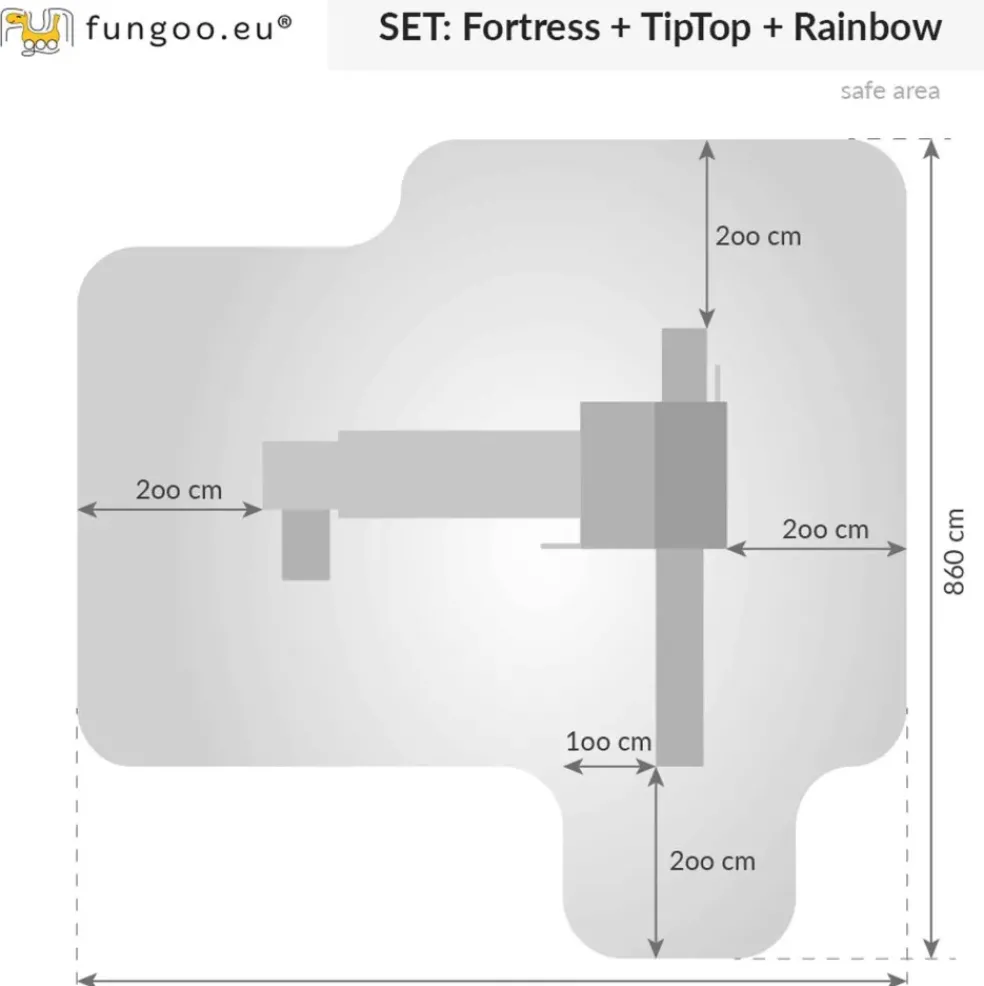 Aire de jeux en bois Rainbow Fortress Tip multiactivités de Fungoo