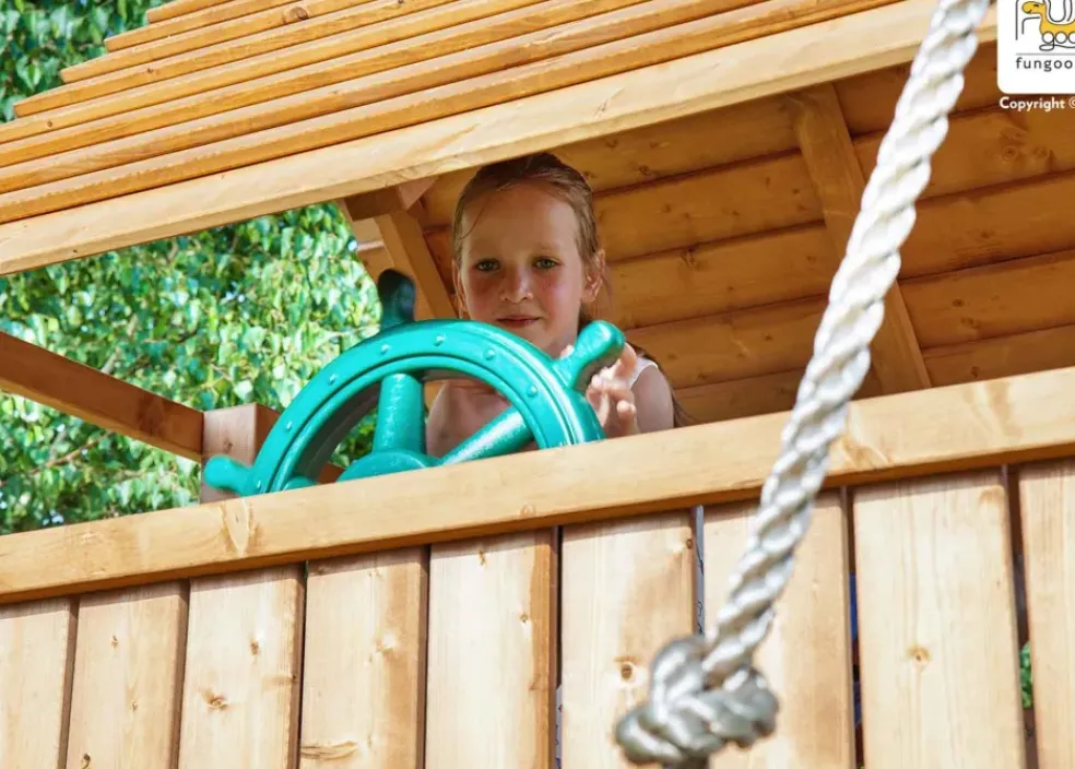 Aire de jeux en bois Rainbow Fortress Tip multiactivités de Fungoo