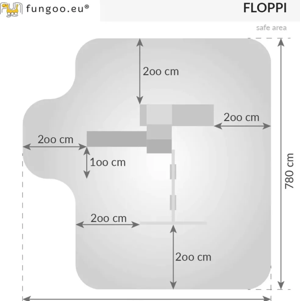 Aire de jeux Floppi en bois avec une table et 2 balançoires de Fungoo