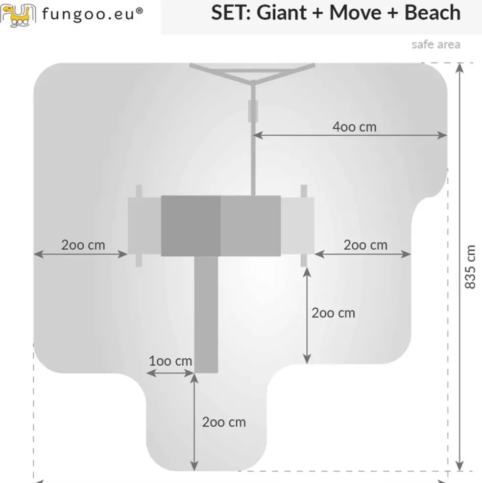 Aire de jeux Giant Move Beach avec toboggan, mur, balançoire de Fungoo