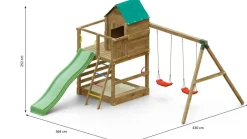 Aire de jeux Jarcas en bois avec cabane et 2 balançoires de Fungoo