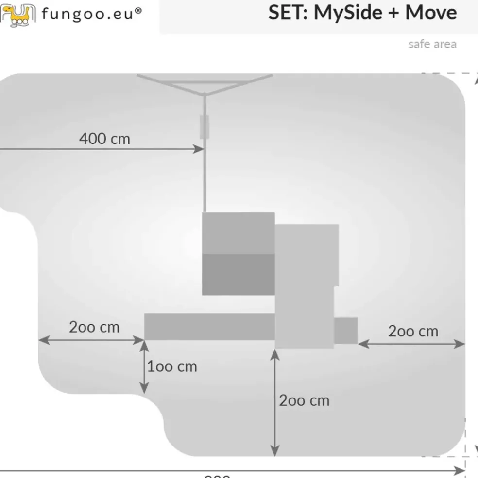 Aire de jeux Moove MySide avec toboggan, cabane, balançoire de Fungoo