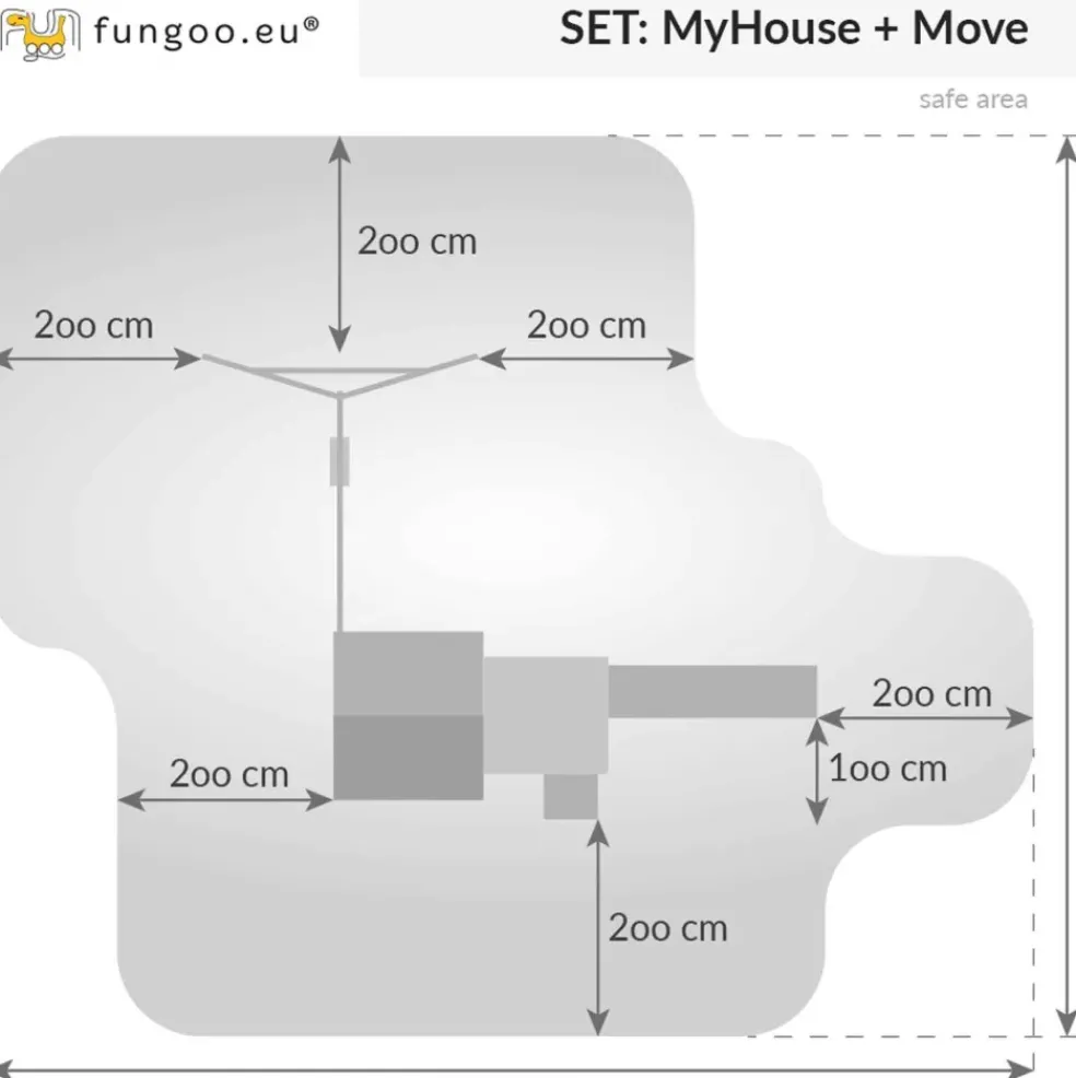 Aire de jeux MyHouse Move avec cabane, balançoire, toboggan de Fungoo