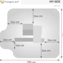 Aire de jeux Myside avec toboggan, cabane et terrasse de chez Fungoo