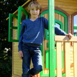 Andy Maisonnette, brun/vert - avec toboggan vert Axi