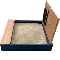 Bac à sable avec rangement en bois marron et anthracite Mandy d'AXI