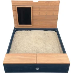 Bac à sable avec rangement en bois marron et anthracite Mandy d'AXI
