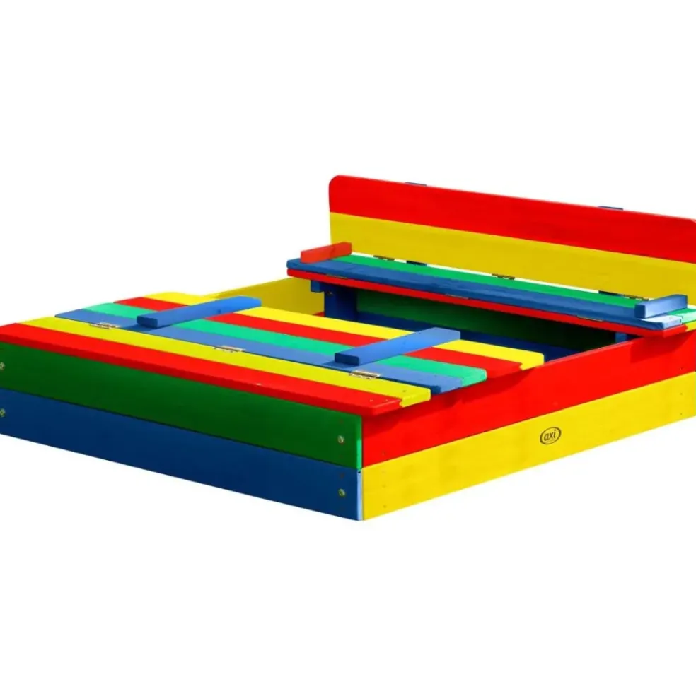 Bac à sable en bois multicolor avec couvercle et banc intégré Ella Axi