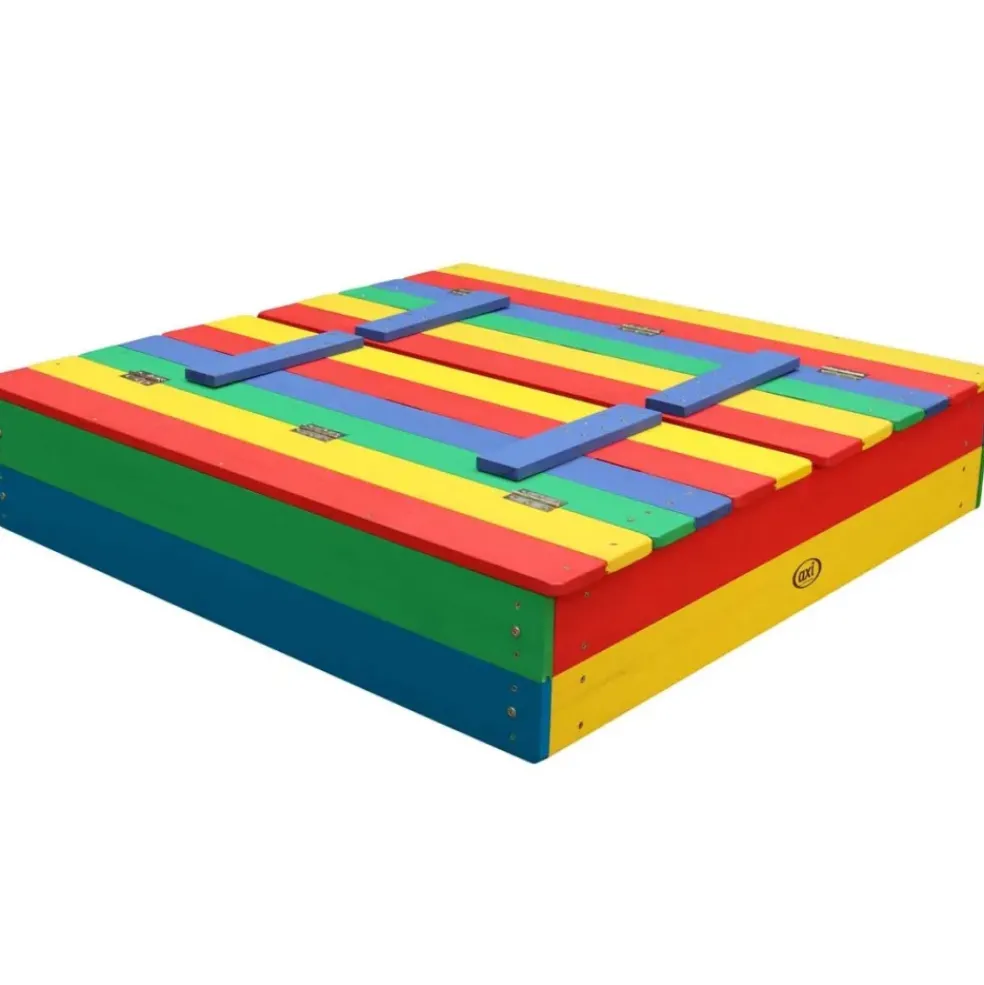 Bac à sable en bois multicolor avec couvercle et banc intégré Ella Axi