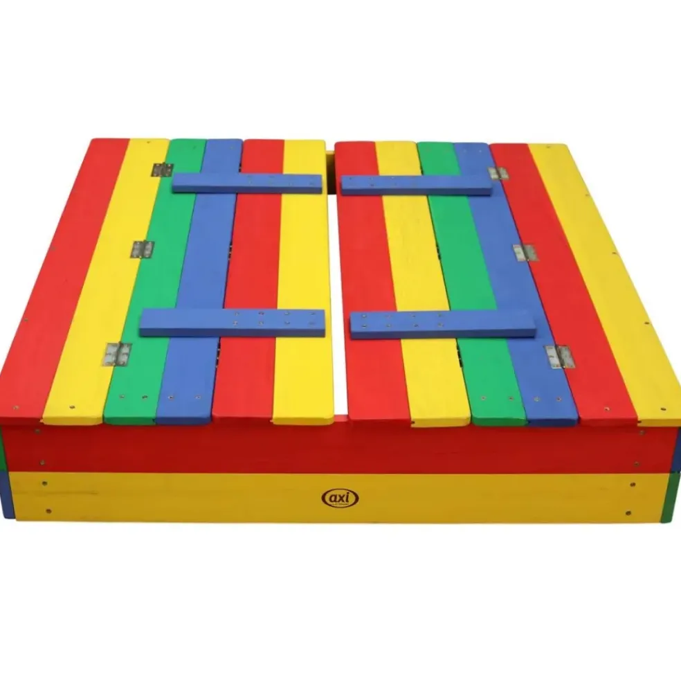 Bac à sable en bois multicolor avec couvercle et banc intégré Ella Axi
