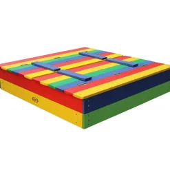 Bac à sable en bois multicolor avec couvercle et banc intégré Ella Axi