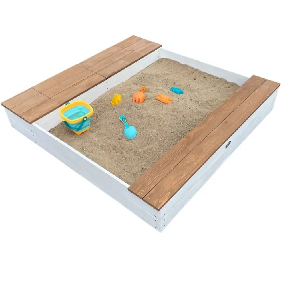 Bac à sable et espace de rangement en bois marron et blanc Evy d'AXI