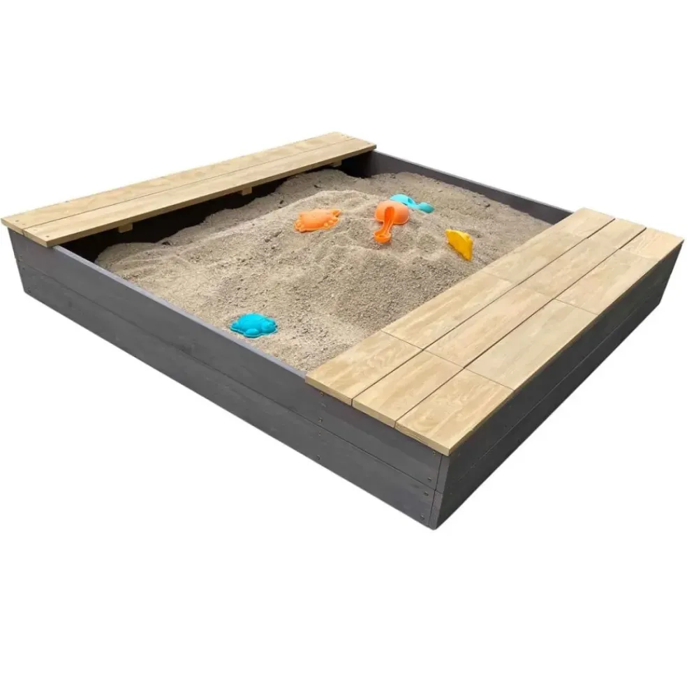 Bac à sable et espace de rangement en bois marron et gris Evy d'AXI