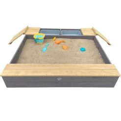 Bac à sable et espace de rangement en bois marron et gris Evy d'AXI