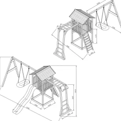 Beach Tower avec échelle de singe, 1 balançoire nid ovale et toboggan bleu