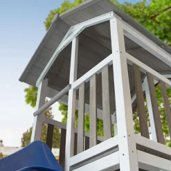 Beach Tower avec échelle de singe, 1 balançoire nid ovale et toboggan bleu