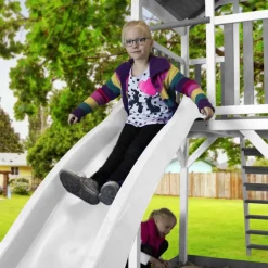 Beach Tower avec échelle de singe, 1 balançoire en bois et toboggan bleu