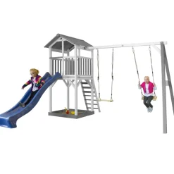 Beach Tower de Axi avec 2 balançoires et toboggan bleu
