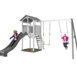 Beach Tower de Axi avec 2 balançoires et toboggan bleu