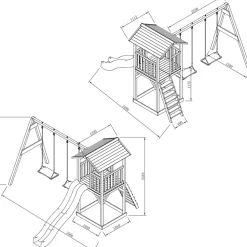 Beach Tower de Axi avec 2 balançoires et toboggan bleu