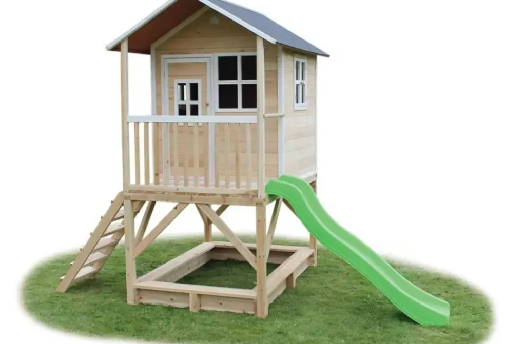 Cabane bois + toboggan Loft 500 Naturel - Exit