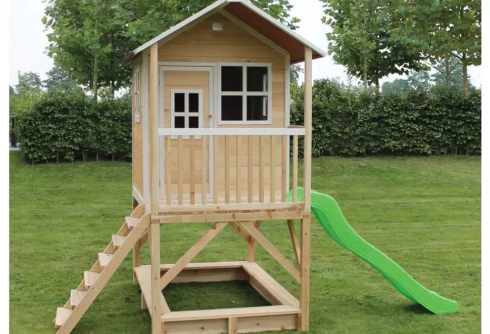 Cabane bois + toboggan Loft 500 Naturel - Exit
